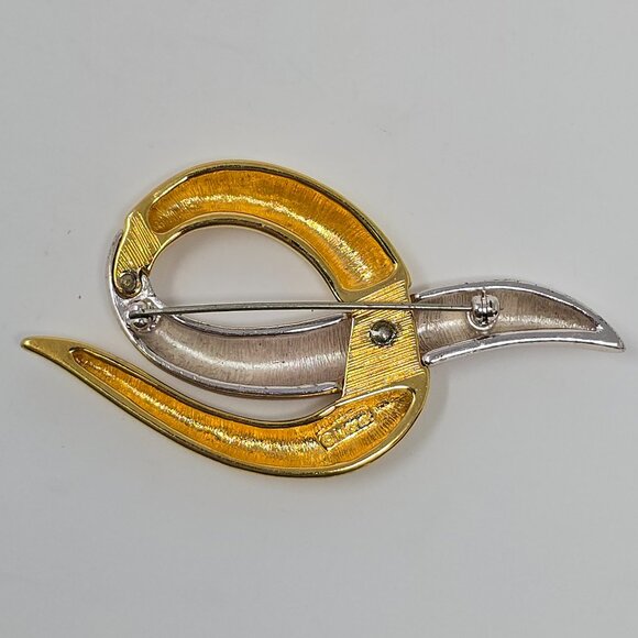 Vintage Monet Abstract Gold and Silver Two Tone Swirl Statement Brooch Pin - Picture 8 of 13